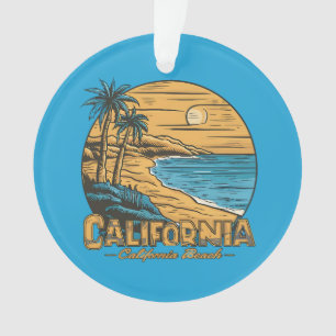 Ornamento Cena de Praia do Pôr do Sol Retro da Califórnia