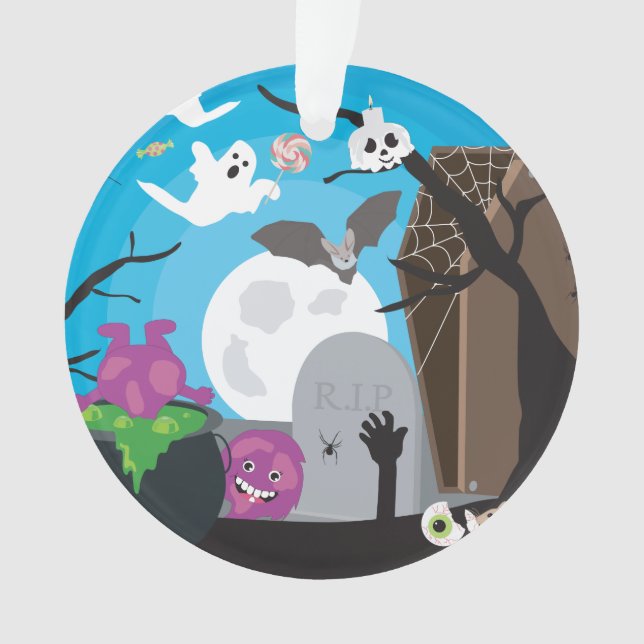 Ornamento Cena do Monstro das Halloween (Frente)