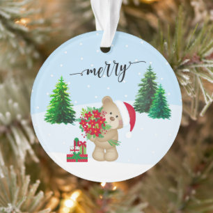 Ornamento Cena do Urso de Teddy Feliz de Natal