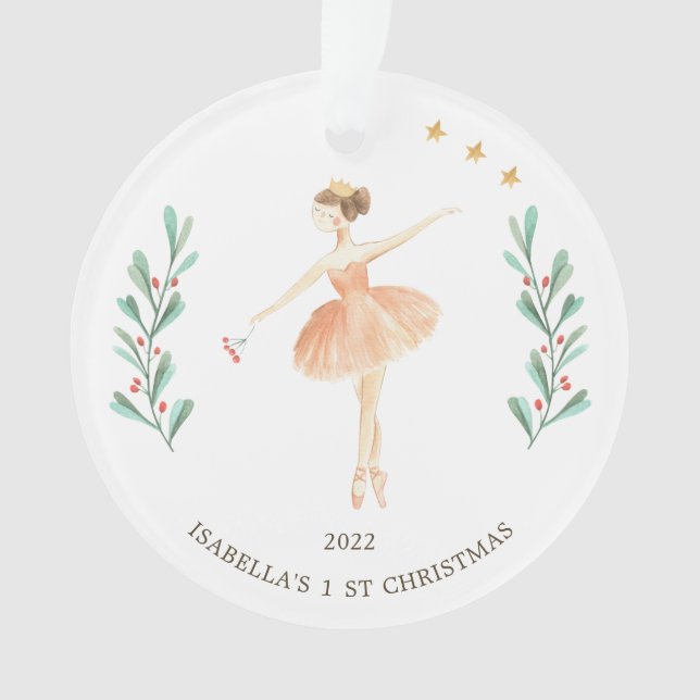 Ornamento Cerâmica de Natal de Ballerina/Nutcracker Girl (Frente)