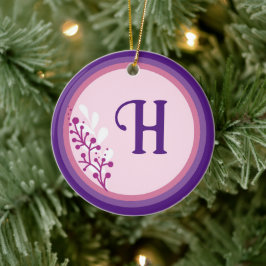 Ornamento cerâmico - Adicione seu inicial - Roxo