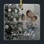 Ornamento Cerâmico Adotado no Primeiro Natal<br><div class="desc">Estes ornamentos de feriados familiares são perfeitos para um presente de feriado personalizado.</div>