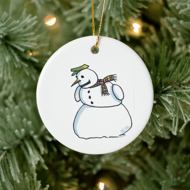 Ornamento cerâmico branco de Snowman (Árvore)