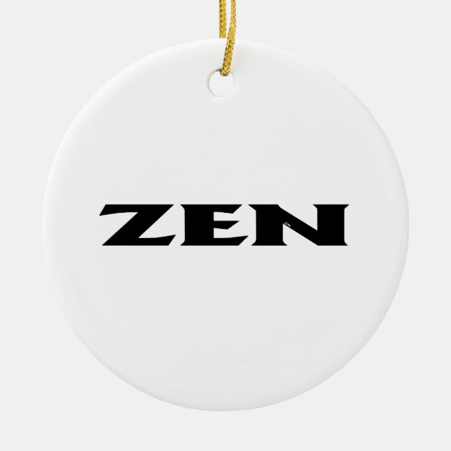 Ornamento cerâmico branco preto Zen (Frente)