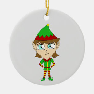 ornamento cerâmico chibi elf