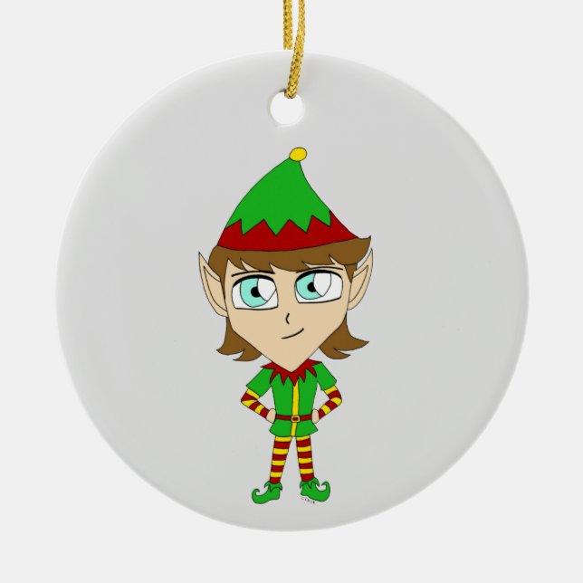 ornamento cerâmico chibi elf (Frente)
