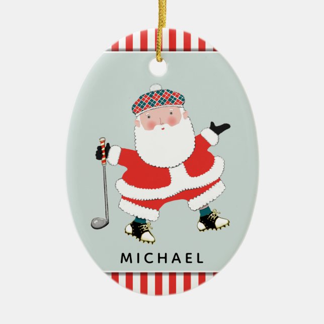 Ornamento cerâmico colecionável de golfe personali (Frente)