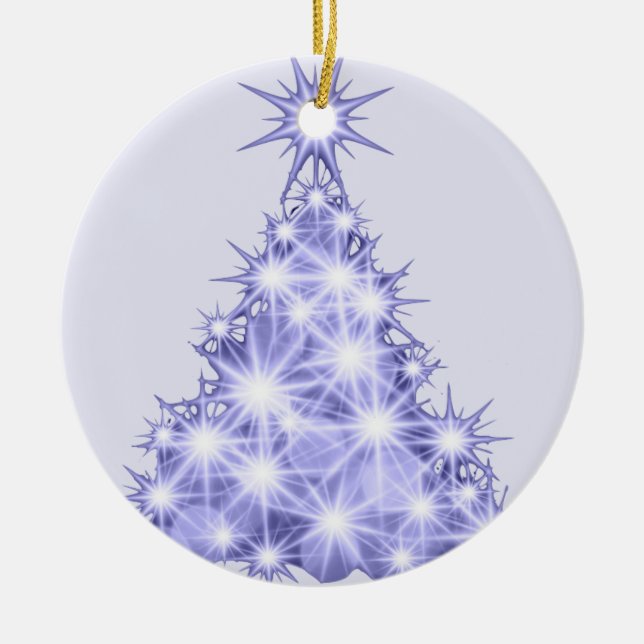 Ornamento cerâmico da Árvore de Natal lavanda (Frente)