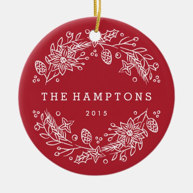 Ornamento Cerâmico da Wreath de Natal - Berry (Frente)