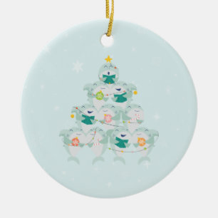 Ornamento cerâmico de árvores de Natal de tubarão-