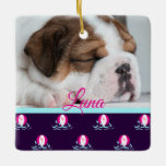 Ornamento Cerâmico de Beach Balls<br><div class="desc">Olá Summer! Este design apresenta bolas de praia flamingo cor-de-rosa num brejo de água. Coordene-o com a minha coleção de "Dias de Verão Cachorros".</div>