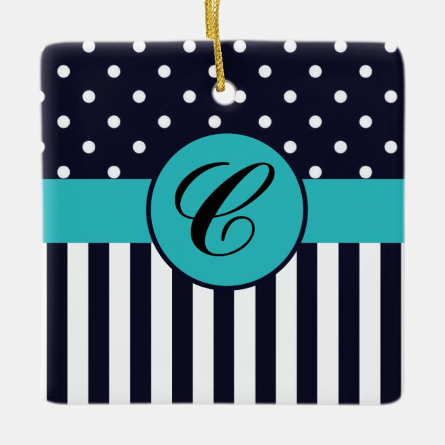 Ornamento cerâmico de bolinhas e tiras (Frente)