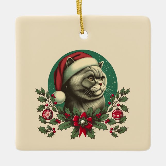Ornamento Cerâmico de Cabelo Curto de Natal Britân (Frente)