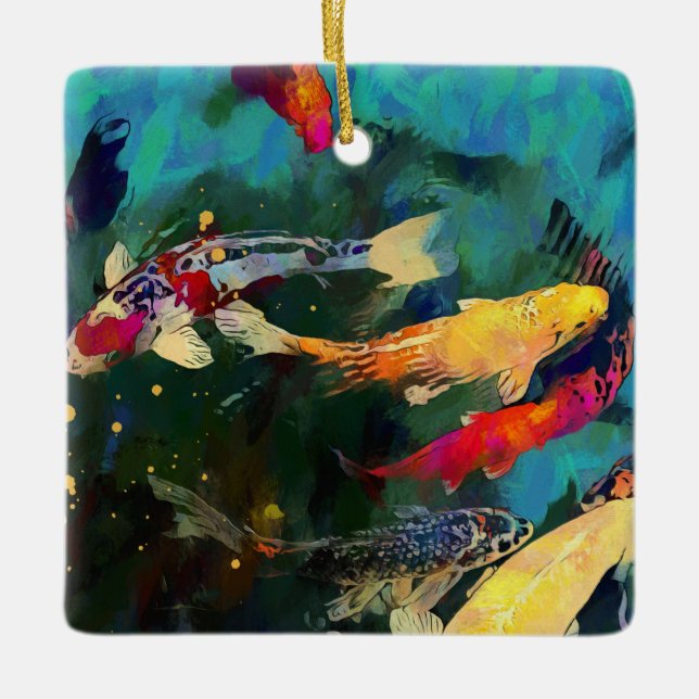 Ornamento cerâmico de carpa japonesa (Frente)