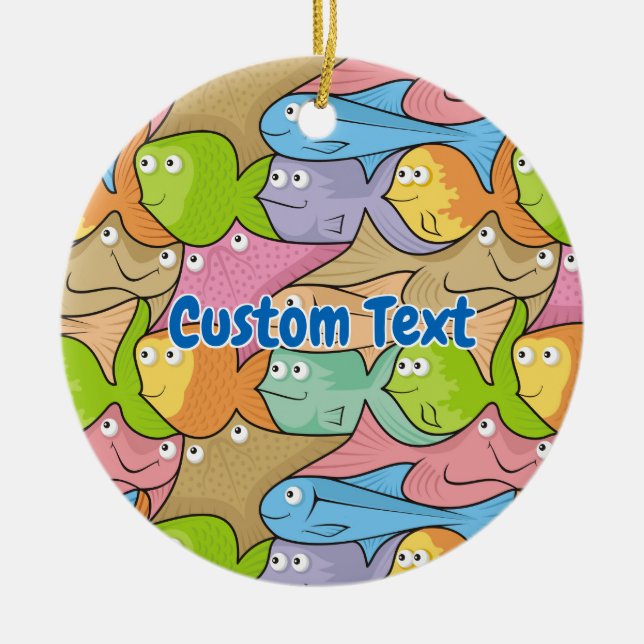 Ornamento cerâmico de cartoon de peixe (Frente)