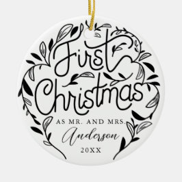 Ornamento cerâmico de Casal casado de Natal