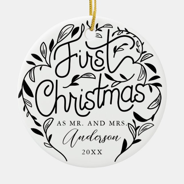 Ornamento cerâmico de Casal casado de Natal (Frente)