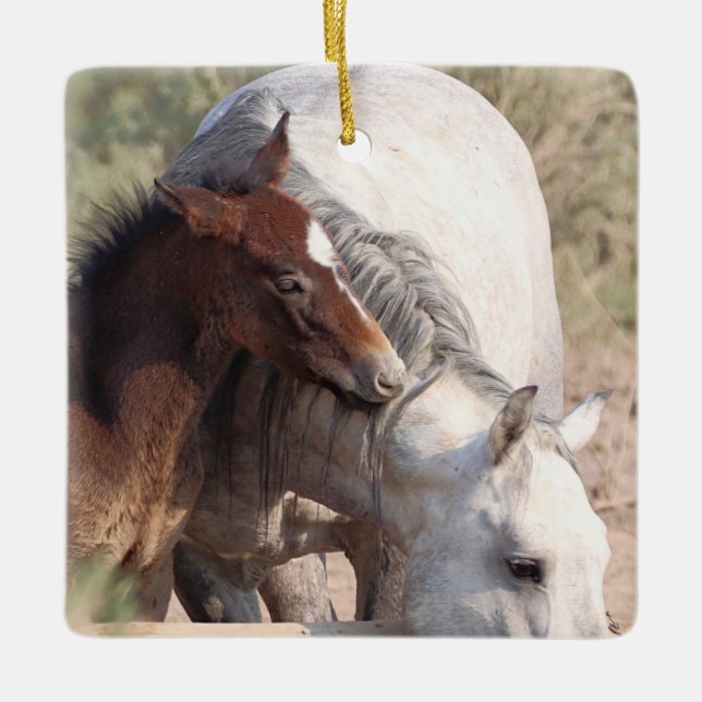 Ornamento Cerâmico de Cavalos Selvagens de Lava-Ar (Frente)