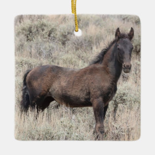 Ornamento Cerâmico de Cavalos Selvagens de Lava-Ar