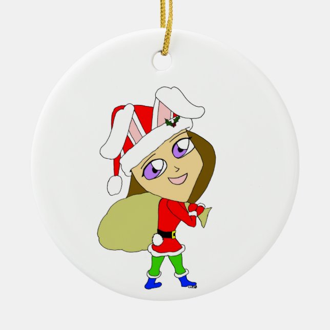 ornamento cerâmico de chibi bunnygirl (Frente)