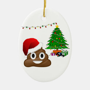 ornamento cerâmico de christmas poo emoji