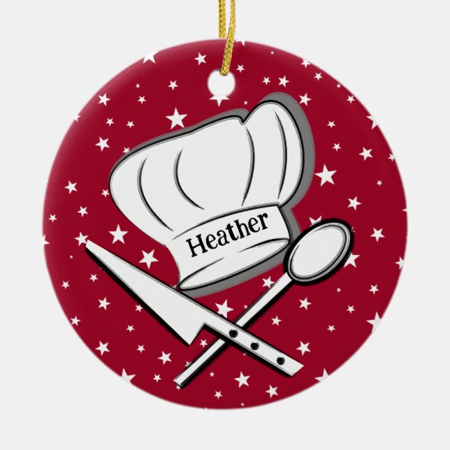 Ornamento cerâmico de Design de chef (Frente)