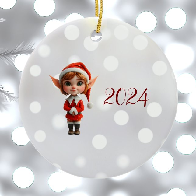 Ornamento Cerâmico de Elf de Natal para Garota Per (Criador carregado)