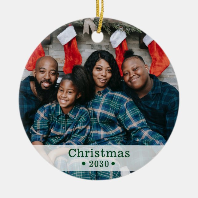 Ornamento Cerâmico de Feriado de Fotos da Família  (Frente)