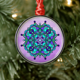 Ornamento cerâmico de Natal de Mandala Azul e Roxo