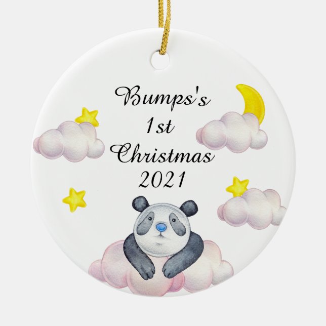 Ornamento cerâmico de natal de primeira bump (Frente)