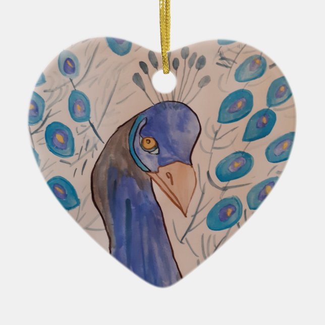 Ornamento Cerâmico de Peacock Blue (Frente)