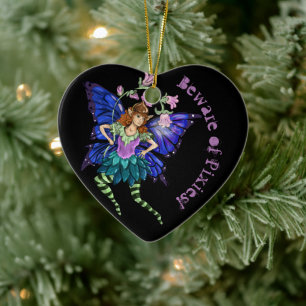 Ornamento Cerâmico de Pixie Amarelo Azul