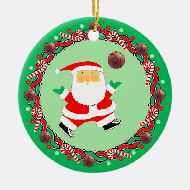 Ornamento cerâmico de presentes de férias de basqu (Frente)