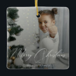 Ornamento Cerâmico de Proteção de Fotos Familiares<br><div class="desc">Estes ornamentos de feriados familiares são perfeitos para um presente de feriado personalizado.</div>