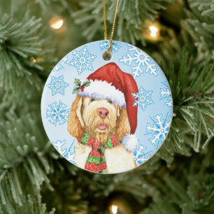 Ornamento cerâmico de Spinone Italiano de Natal