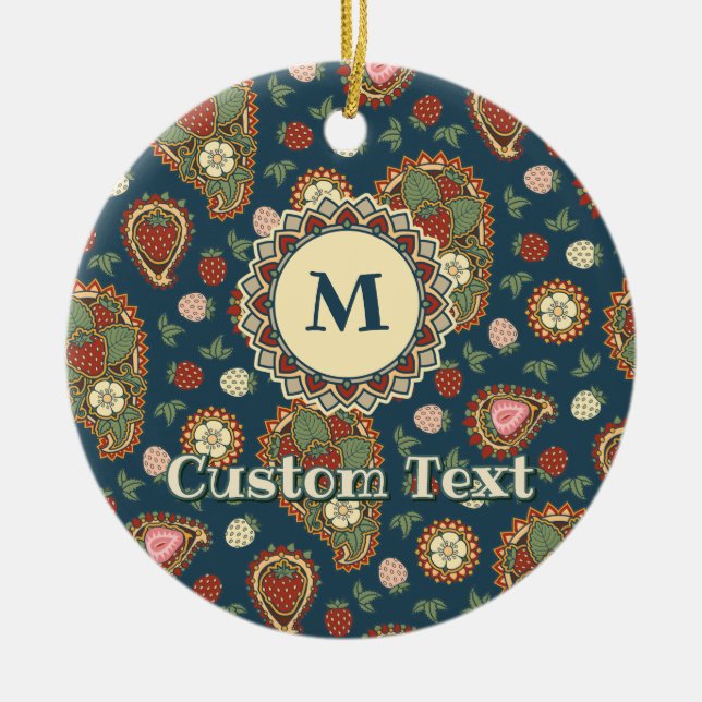 Ornamento Cerâmico de Strawberry Paisley (Frente)