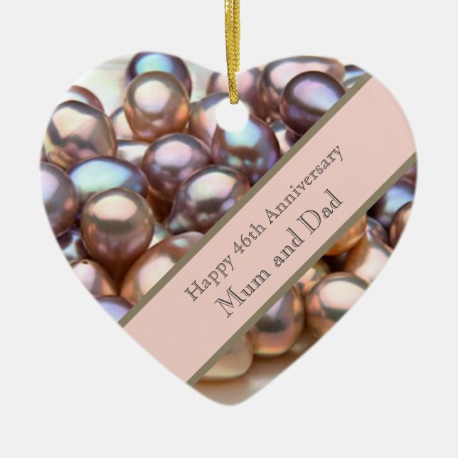 Ornamento cerâmico do 46º aniversário de casamento (Frente)