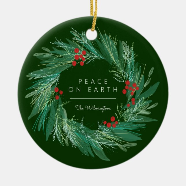 Ornamento Cerâmico do Feriado de Natal da Peace Wr (Frente)
