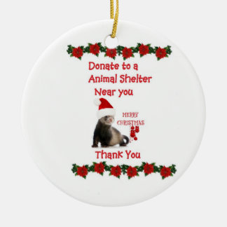 Ornamento cerâmico do Natal da doninha