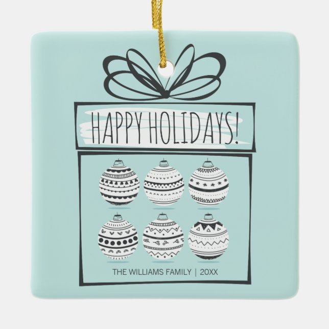 Ornamento cerâmico Feriado de enfeites de natal (Frente)