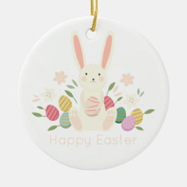 Ornamento cerâmico floral simples do coelhinho da