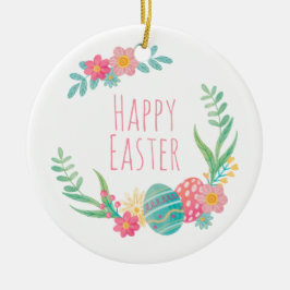 Ornamento cerâmico floral simples do felz pascoa |