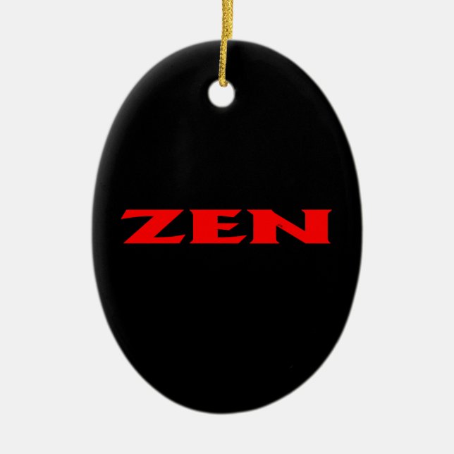 Ornamento cerâmico oval preto Zen vermelho (Frente)