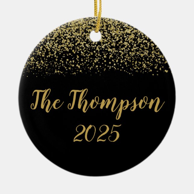 Ornamento cerâmico personalizado da família negra  (Frente)