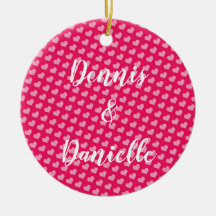 Ornamento Cerâmico Personalizado de Corações Rosa