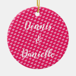 Ornamento Cerâmico Personalizado de Corações Rosa
