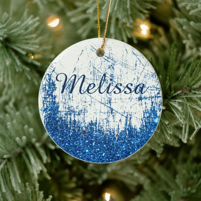 Ornamento cerâmico personalizado de denim e brilho (Árvore)