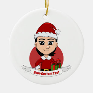 Ornamento cerâmico personalizado de moça de natal