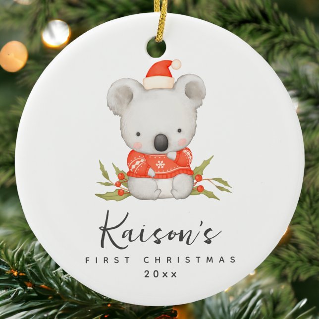 Ornamento Cerâmico Personalizado de Natal Cute Koa (Criador carregado)