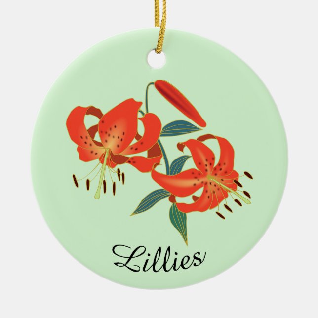 Ornamento cerâmico Red Lillies Design (Frente)